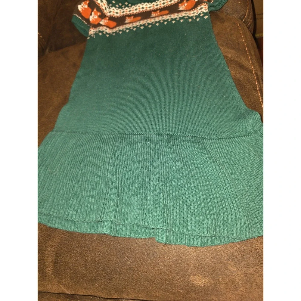 Gymboree friendly fox green sweater dress size 4t fall autumn